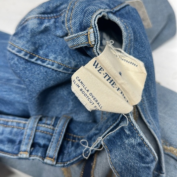 Free People We the Free Denim Camilla Slim Boot Cut Overalls Blue New NWT Medium - Picture 8 of 11